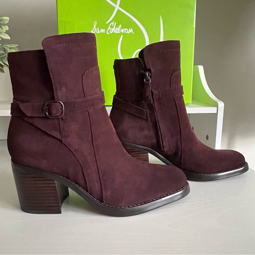 Sam Edelman Women’s Size 6M Simona Boots Bootie Pecan Suede Stacked Heel